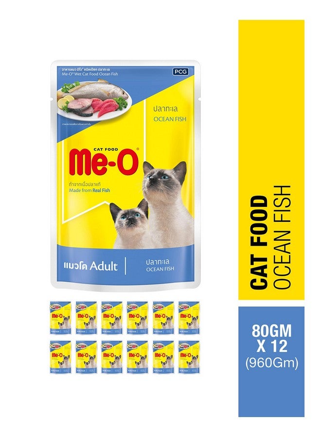 Me-O ME-O Wet Pouch Adult CAT Food Ocean Fish Flavour 80 G Pack of 6, 480g - Image 2