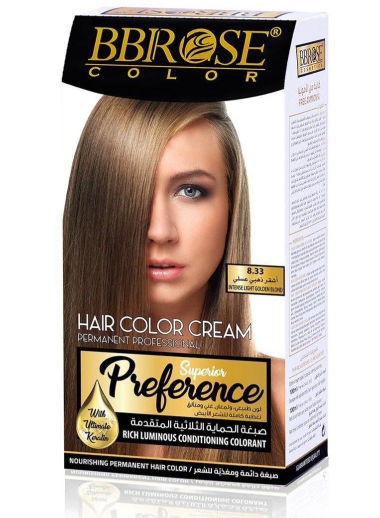 BBROSE Hair Color Cream Intense Light Golden Blond 8.33 100ml - Image 1