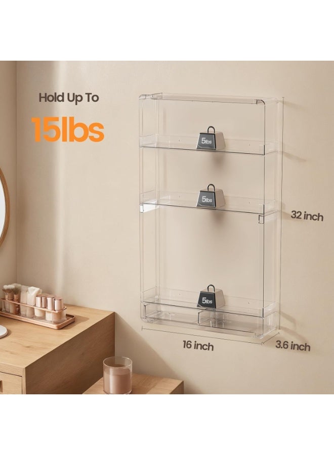 3-Tier Wall-Mounted Shower Caddy, Bathroom Organiser with Adhesive, No Drill Shower Organizer, Clear Wall-Mounted Bathroom Storage Shelf for Kitchen, RV, Cosmetic - Image 4