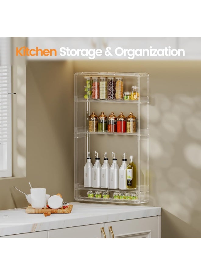 3-Tier Wall-Mounted Shower Caddy, Bathroom Organiser with Adhesive, No Drill Shower Organizer, Clear Wall-Mounted Bathroom Storage Shelf for Kitchen, RV, Cosmetic - Image 2