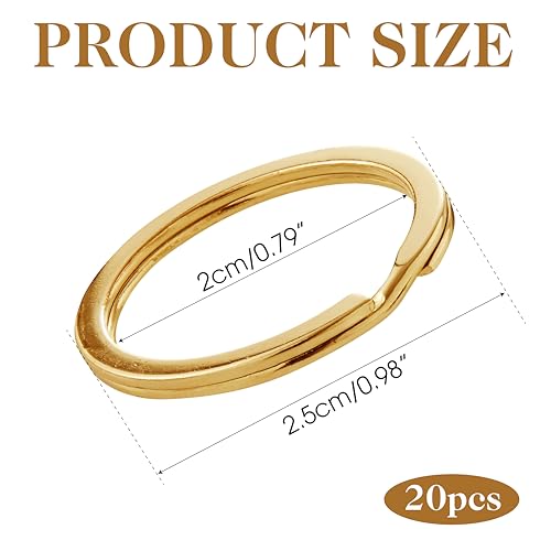 BuleVina 20 PCS Brass Flat Split Key Rings, 25mm (1") Diameter, Solid Brass Keyrings for Keys, Clasps, Attachments for Charms, DIY Crafts at Home, Car, Office Use (Gold) - Image 2