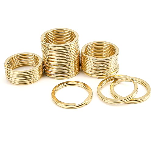 BuleVina 20 PCS Brass Flat Split Key Rings, 25mm (1") Diameter, Solid Brass Keyrings for Keys, Clasps, Attachments for Charms, DIY Crafts at Home, Car, Office Use (Gold) - Image 1