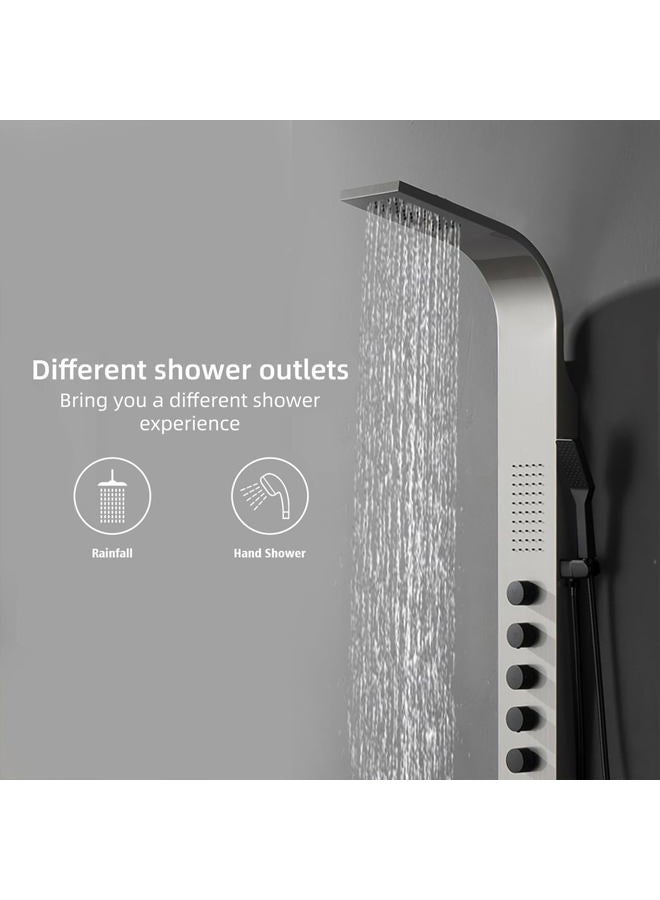 BWE Shower Massage Panel 4 IN 1Multifunction Shower Panel System Stainless Steel Panel with Handheld Wand Wall Mount Shower Column,Brushed Nickel - Image 2