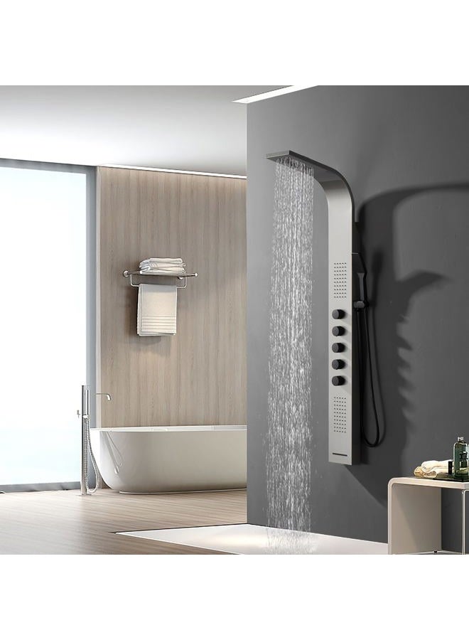 BWE Shower Massage Panel 4 IN 1Multifunction Shower Panel System Stainless Steel Panel with Handheld Wand Wall Mount Shower Column,Brushed Nickel - Image 5