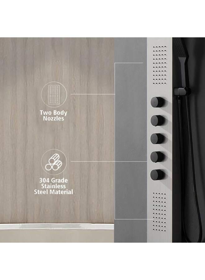 BWE Shower Massage Panel 4 IN 1Multifunction Shower Panel System Stainless Steel Panel with Handheld Wand Wall Mount Shower Column,Brushed Nickel - Image 3