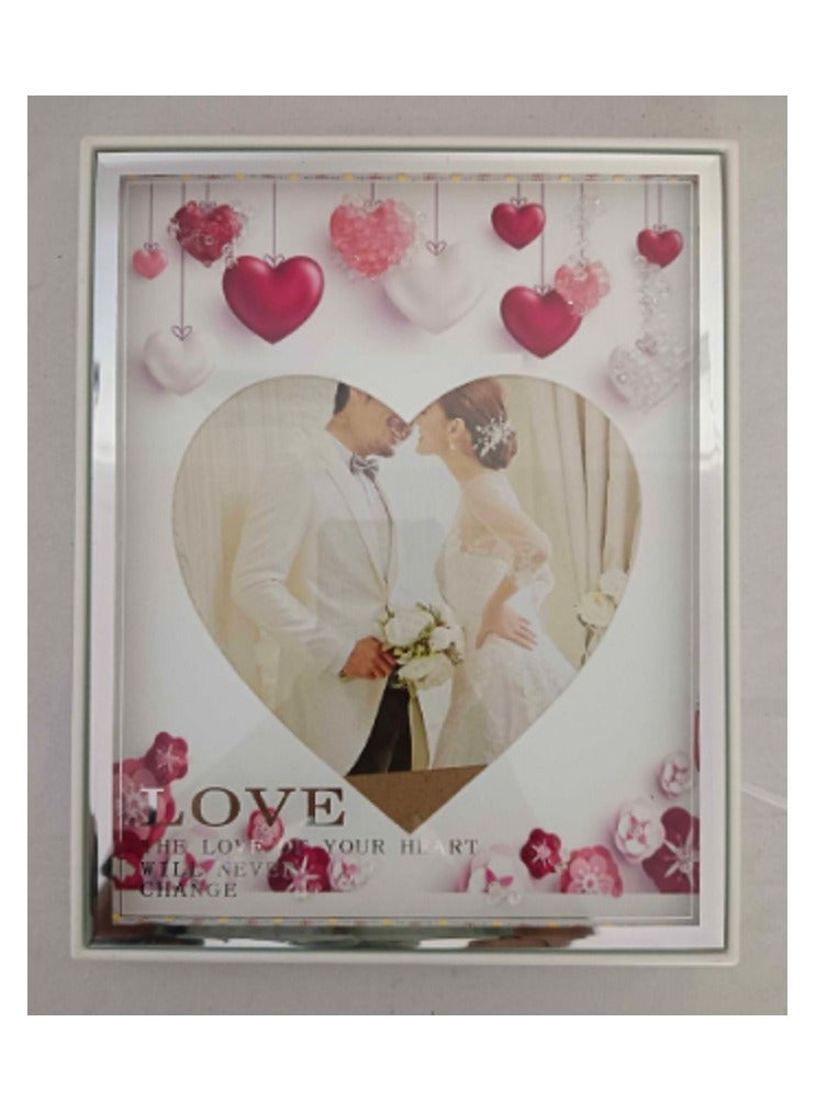 إطارات الصور على شكل قلب LED ، صورة زجاجية، ، سطح طاولة، صورة قلب LED هدية مثالية لأعياد الميلاد وحفلات الزفاف، - Image 3