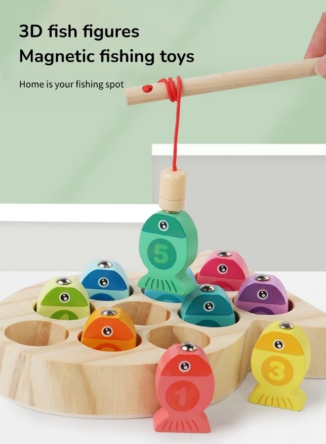 Wooden Magnetic Fishing Toy, Choking-Resistant Design Fishing Set for Toddlers, Safe and Durable, Educational Learning Toy for Hand-Eye Coordination, Ideal for Ages 18 Months+ (10 Pcs, Multicolor) - Image 3