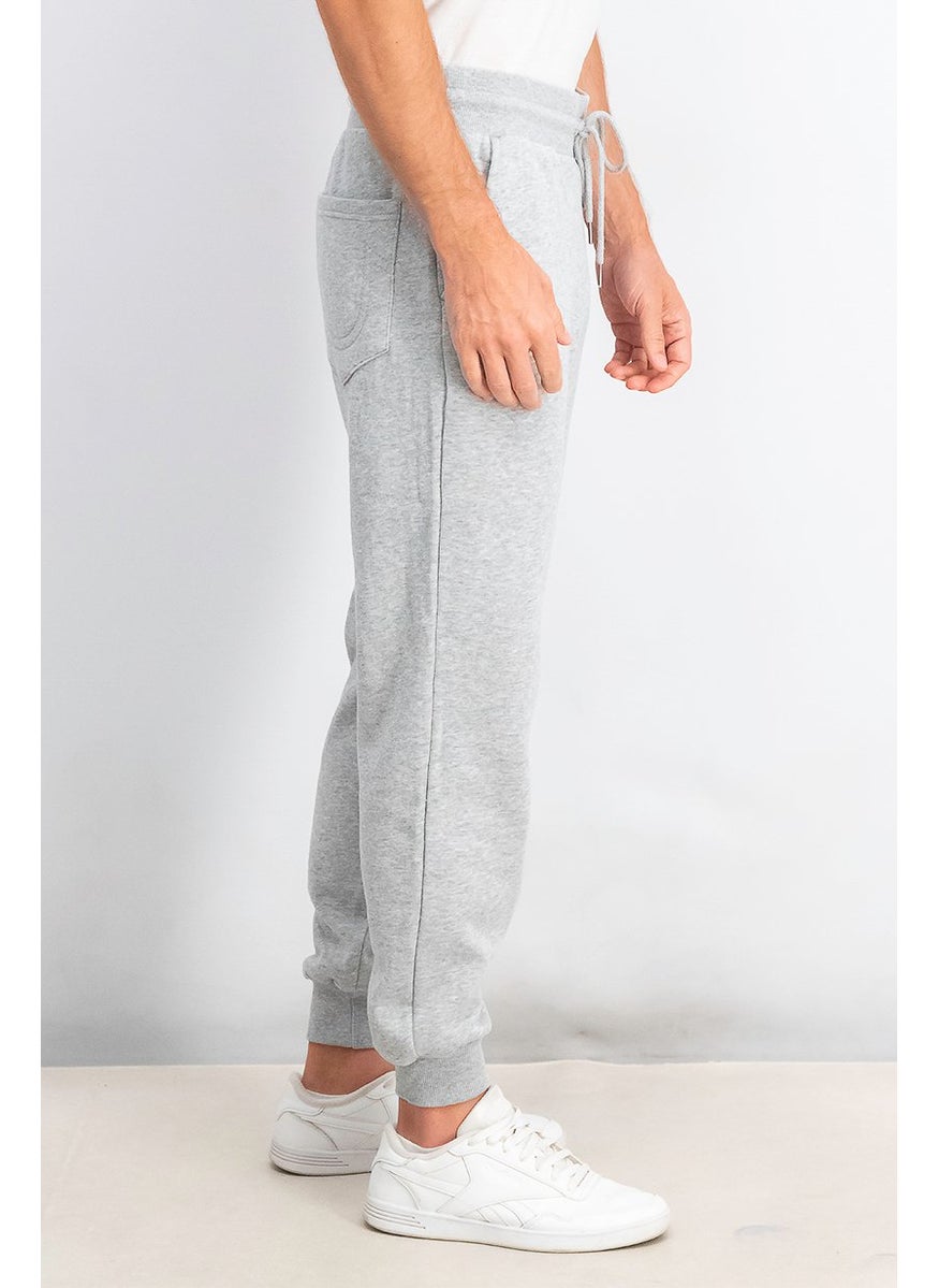 TRUE RELIGION - Men Graphic Printed Drawstring Jogger Pants, Heather Grey - Image 1