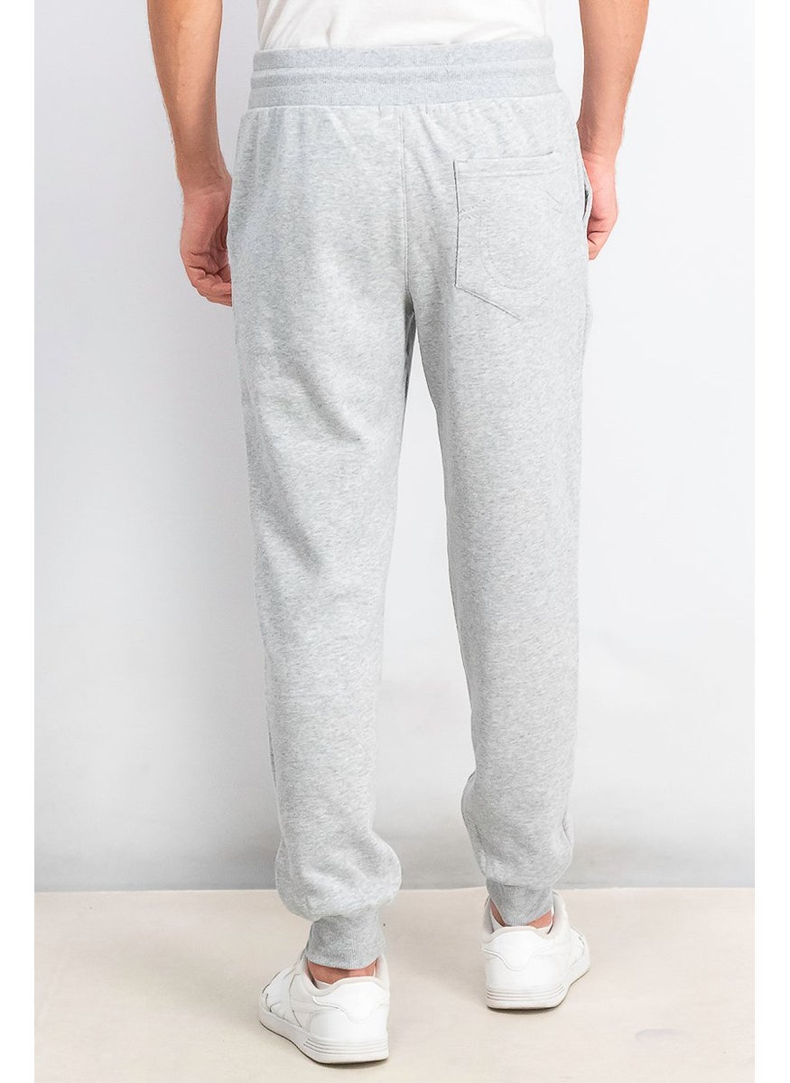 TRUE RELIGION - Men Graphic Printed Drawstring Jogger Pants, Heather Grey - Image 1