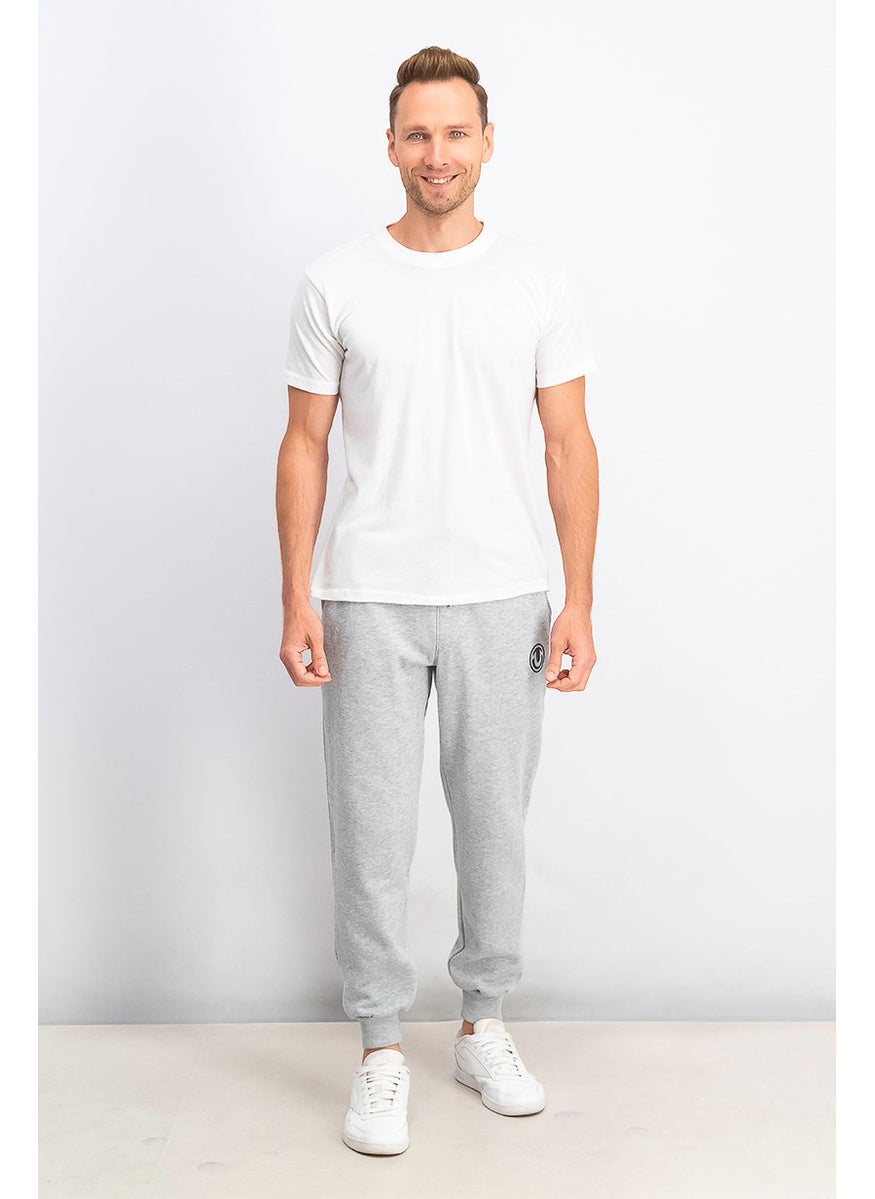 TRUE RELIGION - Men Graphic Printed Drawstring Jogger Pants, Heather Grey - Image 1