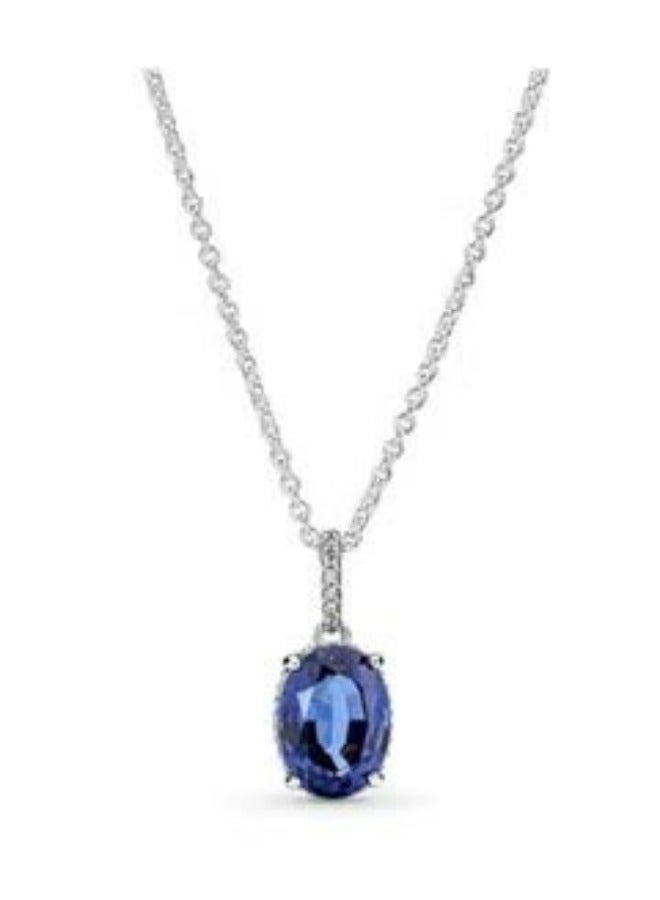 Blue Zircon Silver Necklace for Women - Image 1