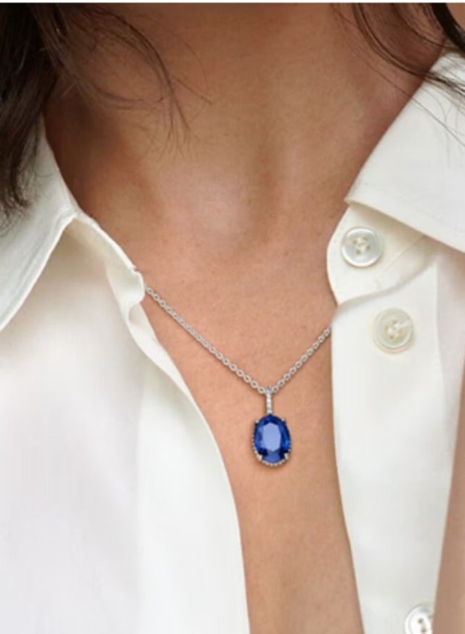 Blue Zircon Silver Necklace for Women - Image 2