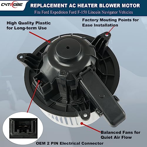 CYTROBE AC Heater Blower Motor HVAC with Fan Cage Compatible with 2009-2014 Ford F150, Ford Lobo, 2009-2017 Ford Expedition, 2009-2017 Lincoln Navigator Replaces PM9364, 700237, AL1Z19805A, CL1Z19805A, 75873 - Image 5
