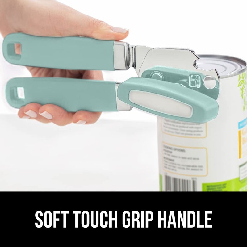 GORILLA GRIP Heavy Duty Stainless Steel Smooth Edge Manual Can Opener and Bottle Openers, Soft Comfortable Handle, Oversized Handheld Turn Knob, US Designed Multifunctional Kitchen Tool, Mint - Image 5
