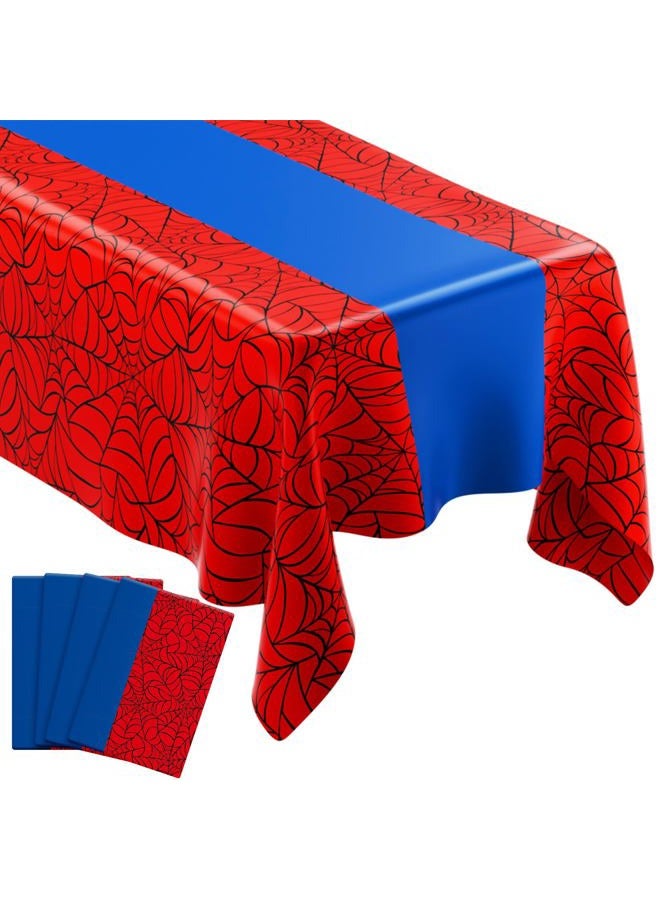 Remagr 3 Pcs 54 x 108 Inch Spider Birthday Party Tablecloth Plastic Disposable Hero Table Cover Large Red and Blue Plastic Rectangular Tablecloth for Birthday Party Decorations Supplies (Red,Blue) - Image 1