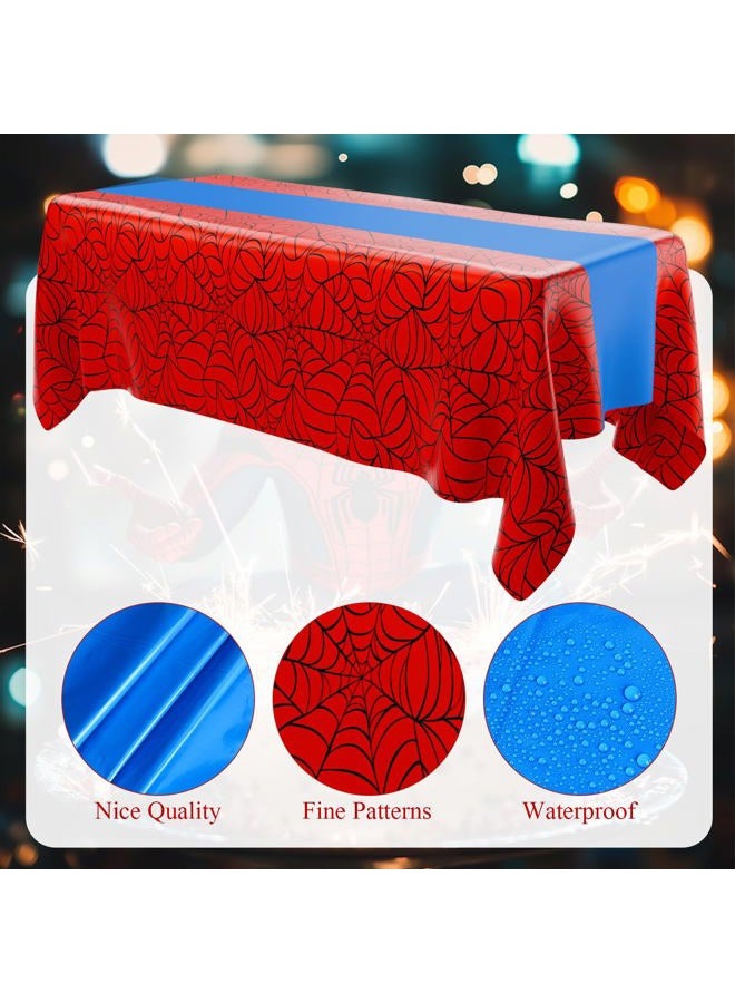 Remagr 3 Pcs 54 x 108 Inch Spider Birthday Party Tablecloth Plastic Disposable Hero Table Cover Large Red and Blue Plastic Rectangular Tablecloth for Birthday Party Decorations Supplies (Red,Blue) - Image 3