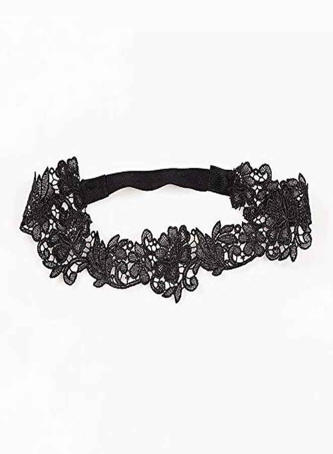 BBTDIN Black Lace Headband Girls Hollow Embroidery Flower Hair Band BBG14 (2 Pcs-D) - Image 3