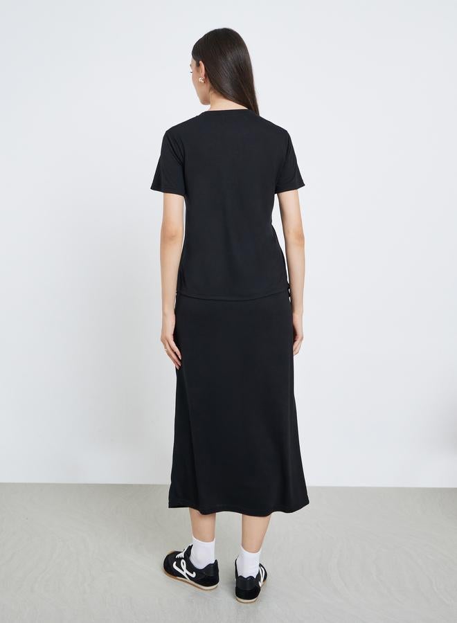 Take Two Women Asymmetric Hem T-Shirt and Skirt Co-Ords - Image 5