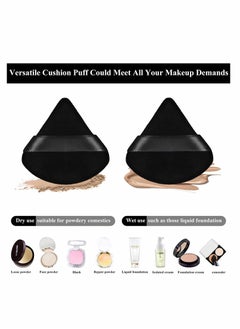 Excefore Pure Powder Puff Face Triangle Soft Makeup Powder Puff for Loose Powder Mineral Powder Body Powder Makeup Tool with Strap (Black - 10 Pcs)  - Image 2
