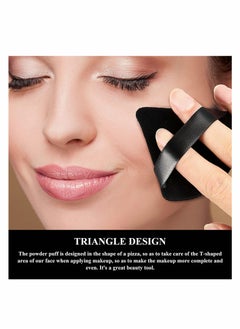 Excefore Pure Powder Puff Face Triangle Soft Makeup Powder Puff for Loose Powder Mineral Powder Body Powder Makeup Tool with Strap (Black - 10 Pcs)  - Image 3