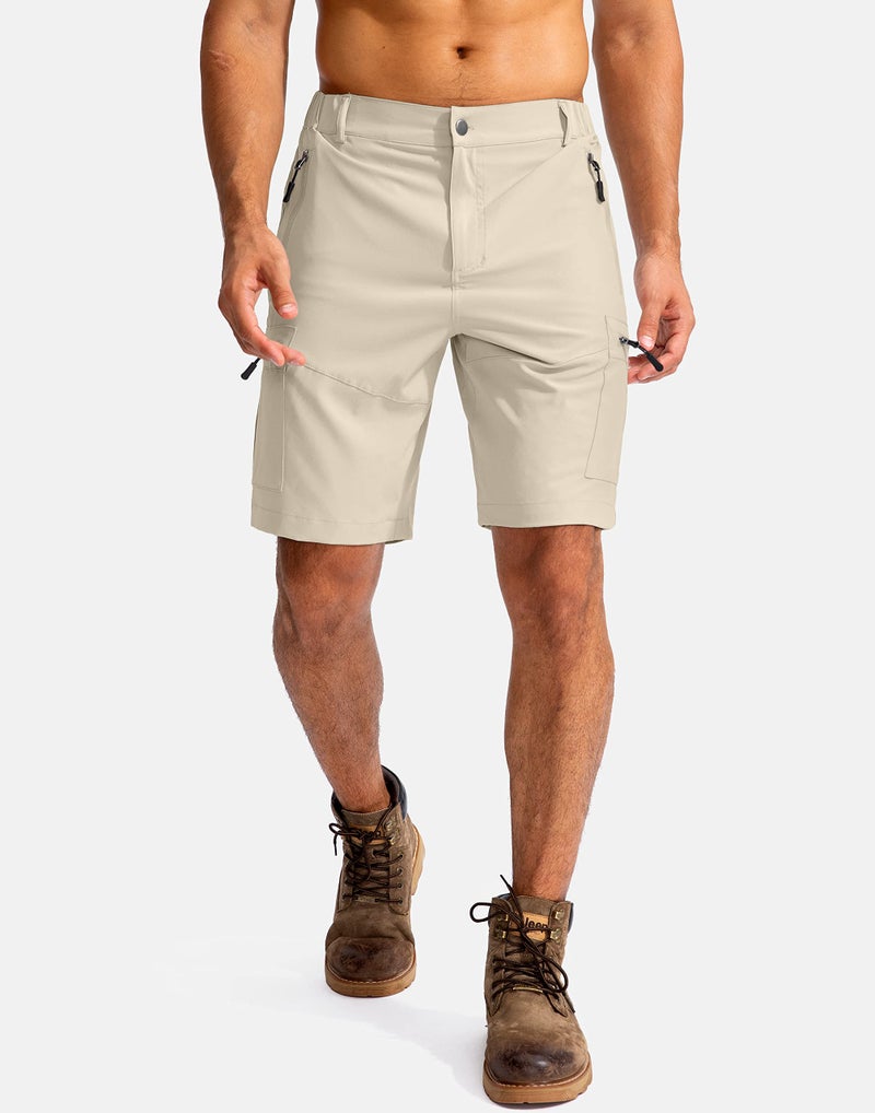 Pudolla Men's Hiking Cargo Shorts 9" Lightweight Outdoor Work Shorts for Men Travel Golf Camping Casual with 5 Zipper Pockets(Khaki XX-Large) - Image 2