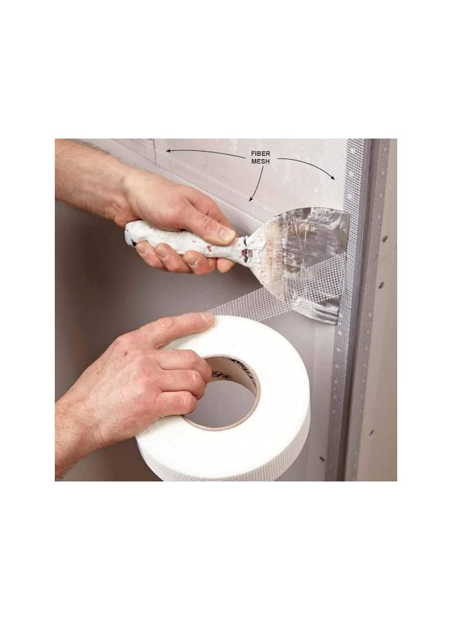 PROMASS - promass 50mm X 90mtr Long Plasterboard Mesh Joint Scrim Drywall Fibre Glass Self Adhesive, Wall Hole or Crack Repair Gypsum Board Joint Tape - Image 1