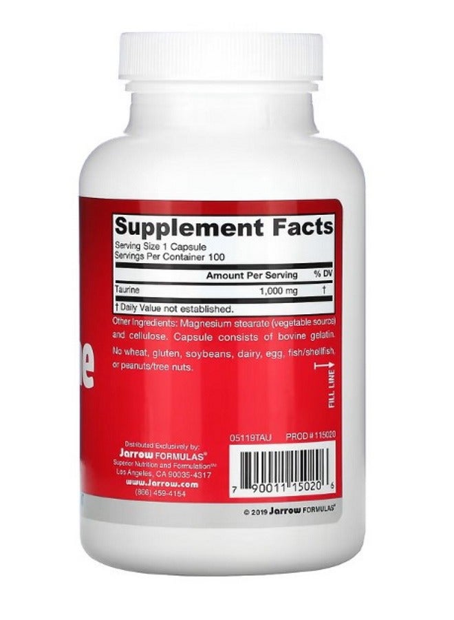 jarrow formulas Taurine 1000 mg 100 Capsules - Image 2