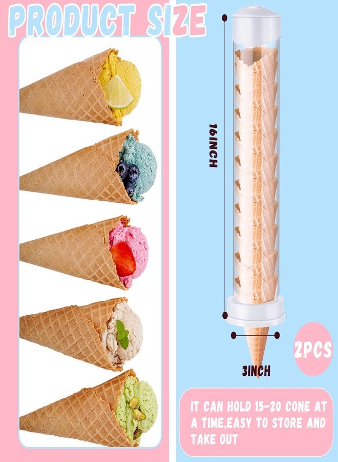 Tioncy 2 Pcs Ice Cream Cone Dispenser Waffle Cones Holder 16'' L x 3'' Dia with 2 Gaskets for Ice Cream Wall Mount - Image 3
