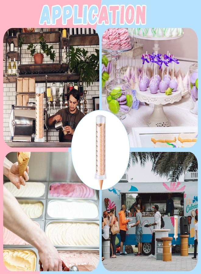 Tioncy 2 Pcs Ice Cream Cone Dispenser Waffle Cones Holder 16'' L x 3'' Dia with 2 Gaskets for Ice Cream Wall Mount - Image 2