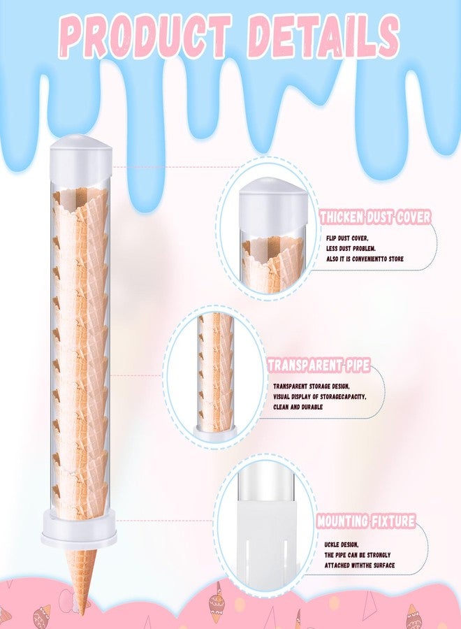 Tioncy 2 Pcs Ice Cream Cone Dispenser Waffle Cones Holder 16'' L x 3'' Dia with 2 Gaskets for Ice Cream Wall Mount - Image 4