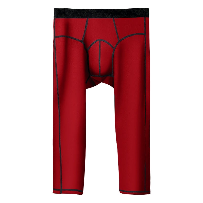 Mens Fleece-lined Warm Leggings Autumn Winter Stretch Red  - Image 1