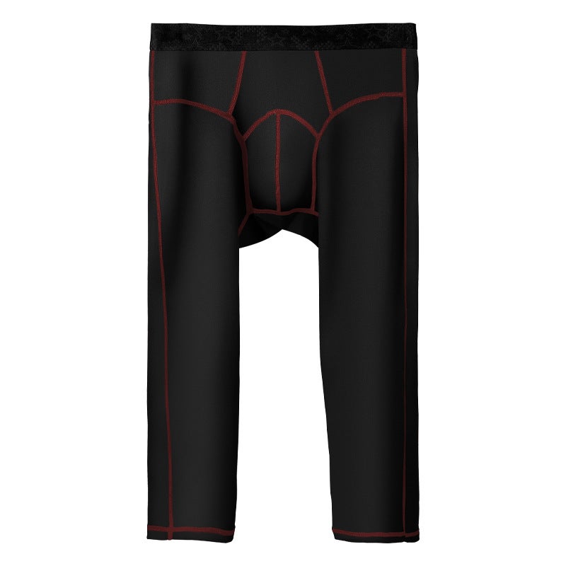 Mens Fleece-lined Warm Leggings Autumn Winter Stretch Red  - Image 5