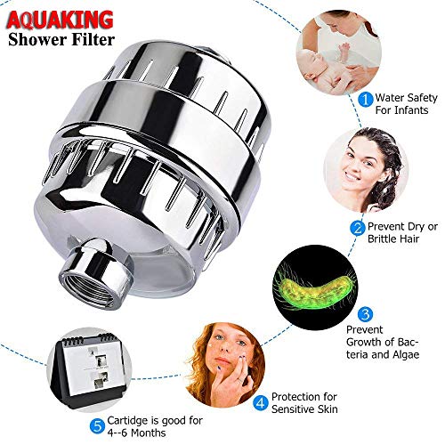 AQUAKING Shower Filter For Hard Water Bathroom Tap Softener Removes Chlorine, Salt, Rust From Borewell, Municipality Water Helps Stop Hair Fall, Get Glowing Skin,15 Stage Pack of 1 - Image 4