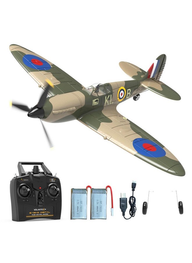 VOLANTEXRC - 4-Ch Spitfire One Key Remote Control Airplane With Xpilot Stabilization, Gyroscope, 3 Level Control, And Lightweight Design, Camouflage - Image 1