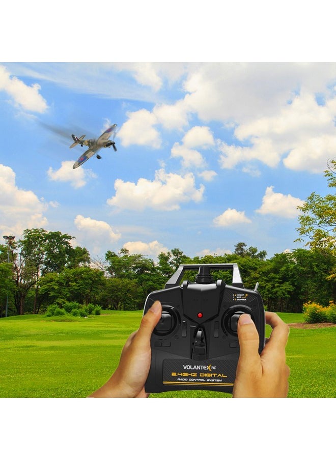 VOLANTEXRC - 4-Ch Spitfire One Key Remote Control Airplane With Xpilot Stabilization, Gyroscope, 3 Level Control, And Lightweight Design, Camouflage - Image 1