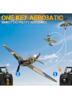 VOLANTEXRC 4-Ch Spitfire One Key Remote Control Airplane With Xpilot Stabilization, Gyroscope, 3 Level Control, And Lightweight Design, Camouflage  - Image 4