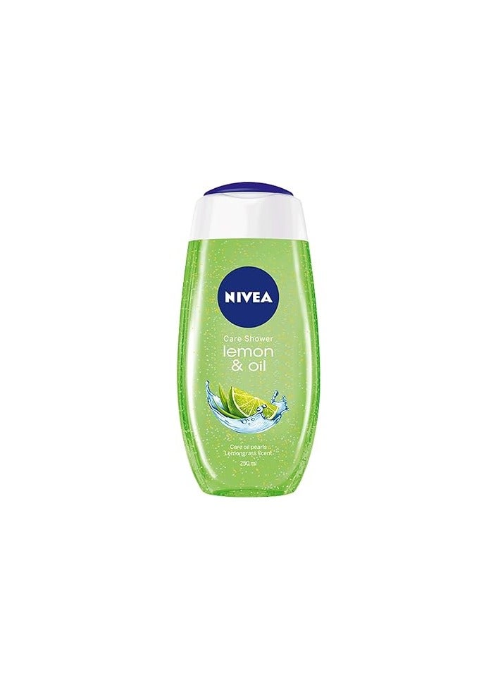 Nivea Shower Gel Body Wash, Lemongrass & Oil Caring Oil Pearls Lemongrass Scent, 250ml