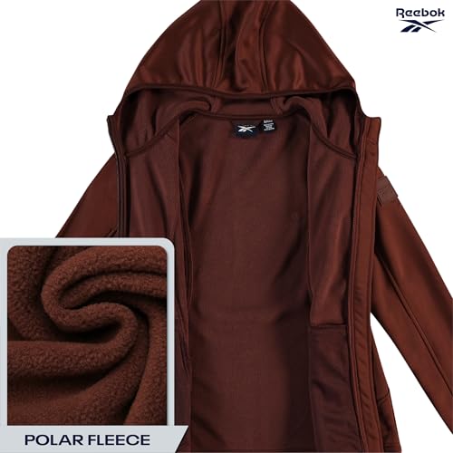 Reebok Womens Softshell Jacket - Lightweight Water & Windproof Warm Hooded Fleece Lined Womens Jacket for Gym Running Hiking, Size Small, Cognac - Image 4