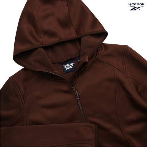 Reebok Womens Softshell Jacket - Lightweight Water & Windproof Warm Hooded Fleece Lined Womens Jacket for Gym Running Hiking, Size Small, Cognac - Image 5