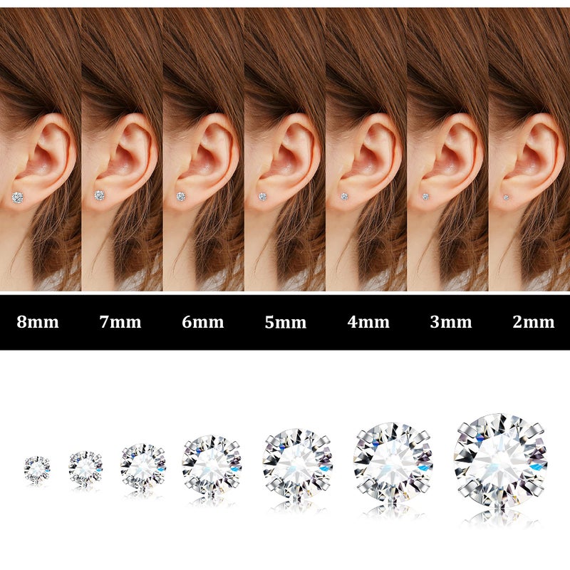 Fansilver 20G Hypoallergenic Flat Back Earrings for Women Men Silver 14K Gold Stainless Steel Stud Earrings Brithstone Cubic Zirconia Studs Surgical Steel Cartilage Earrings for Sensitive Ears - Image 2