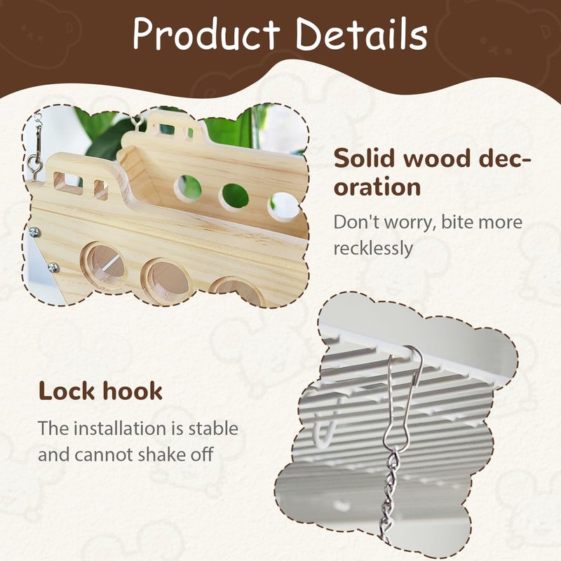FALESHOS Natural Wood Chinchilla Toy Hammock for Cage Swing, Hanging Chinchilla Bed, Wooden Toys and Cage Accessories, Hut Ledges and Resting Areas for Indoor Habitat Enrichment - Image 3