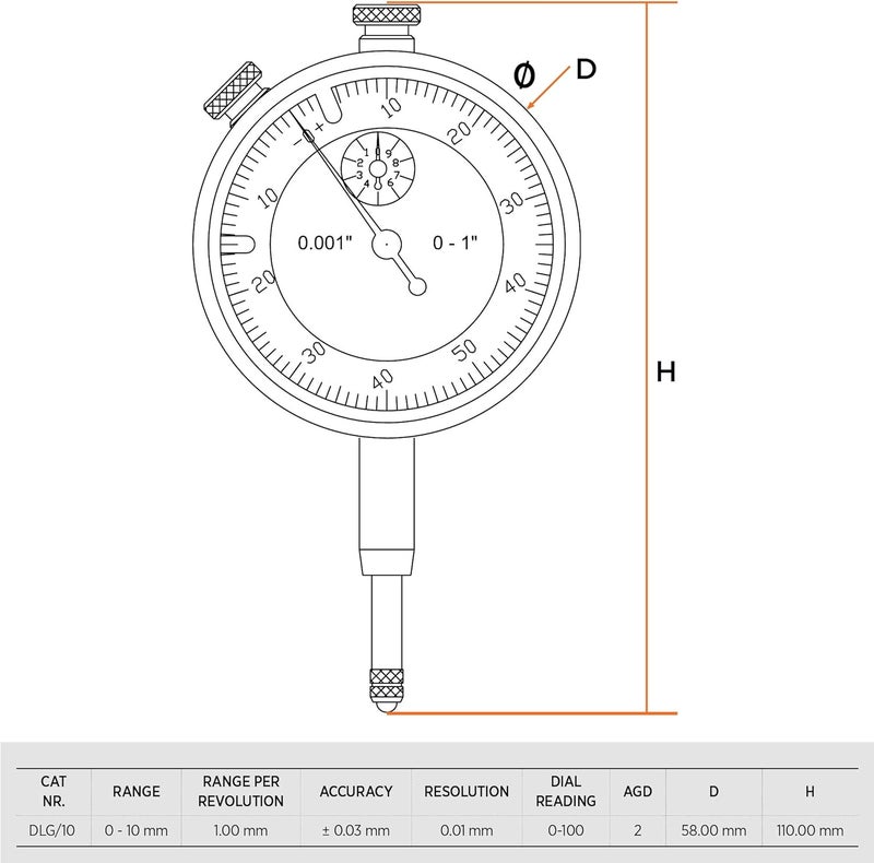 GROZ مؤشر قرص ميكانيكي 0-10 مم - Image 3