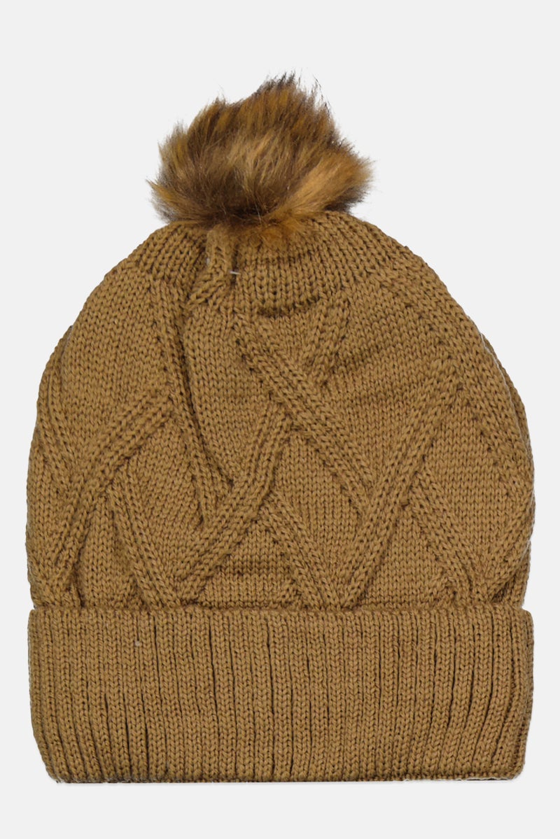 Royal Deluxe Women Knitted Pom Pom Beanie Hat, Assorted Color  - Image 1