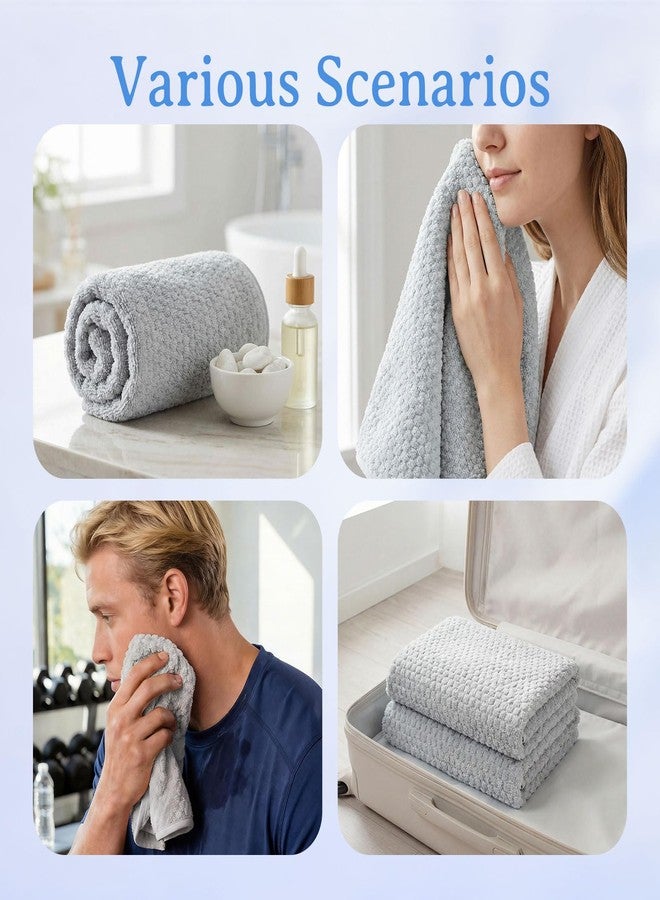 Hipruict Small Hand Bath Towels, 4 Pack Microfiber Hand Towels with Hanging Loops, Ultra Soft and Absorbent for Bathroom, Kitchen, Pool, Gym and Travel, 29” x 14” (Gray) - Image 4