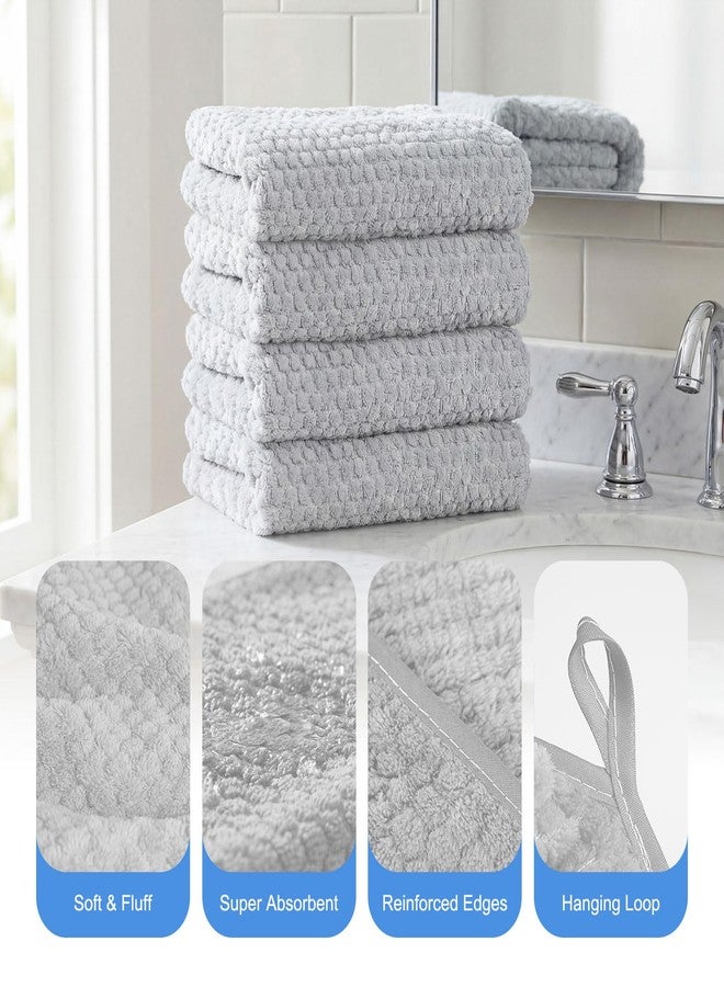 Hipruict Small Hand Bath Towels, 4 Pack Microfiber Hand Towels with Hanging Loops, Ultra Soft and Absorbent for Bathroom, Kitchen, Pool, Gym and Travel, 29” x 14” (Gray) - Image 3