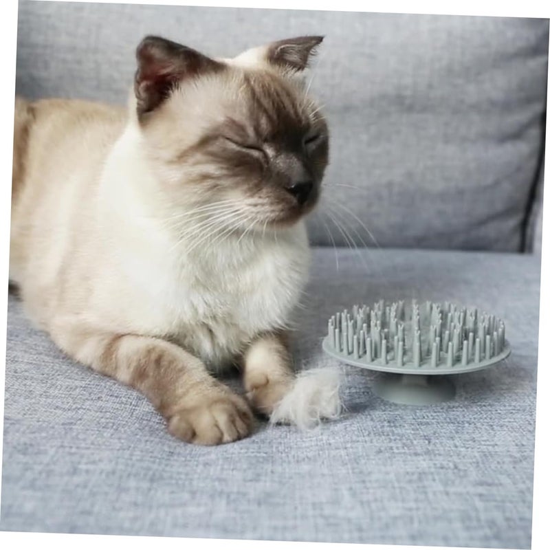 Non Slip Silicone Pet Hair Remover Brush For Cats And Dogs Ergonomic Grooming Tool Grey - Image 5