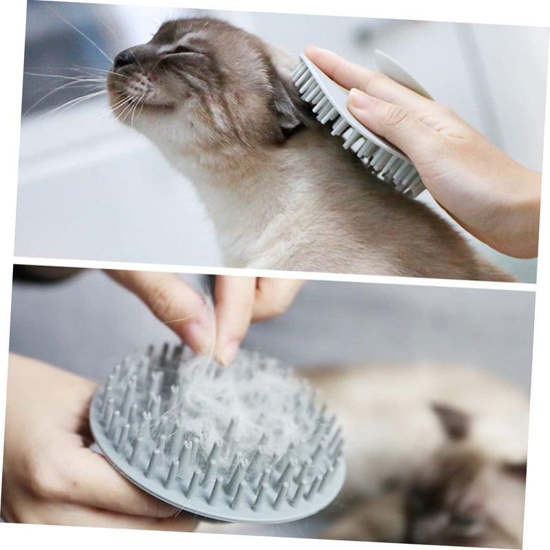 Non Slip Silicone Pet Hair Remover Brush For Cats And Dogs Ergonomic Grooming Tool Grey - Image 4