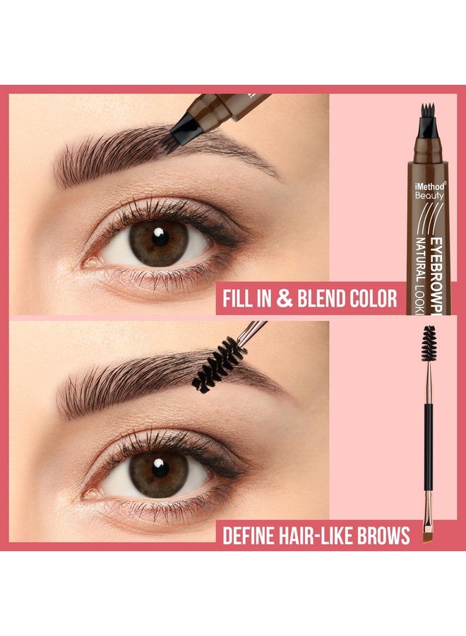 iMethod Eyebrow Pen - Eyebrow Pencil Magical Upgraded Eye Brow Pencils For Women With 4 Fork Tip & Spoolie Brush For Hair-Like Natural Brows, Last All-Day, Microblading Eyebrow Pen, Black Brown - Image 5