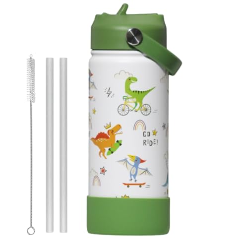 TOM  BELL TOM & BELL Insulated Water Bottle for Kids 500ml,Double Wall Water Bottle for School, Sipper Bottle,Hot and Cold, Premium 304 Stainless Steel (Dinosaurs, 500ml) - Image 1