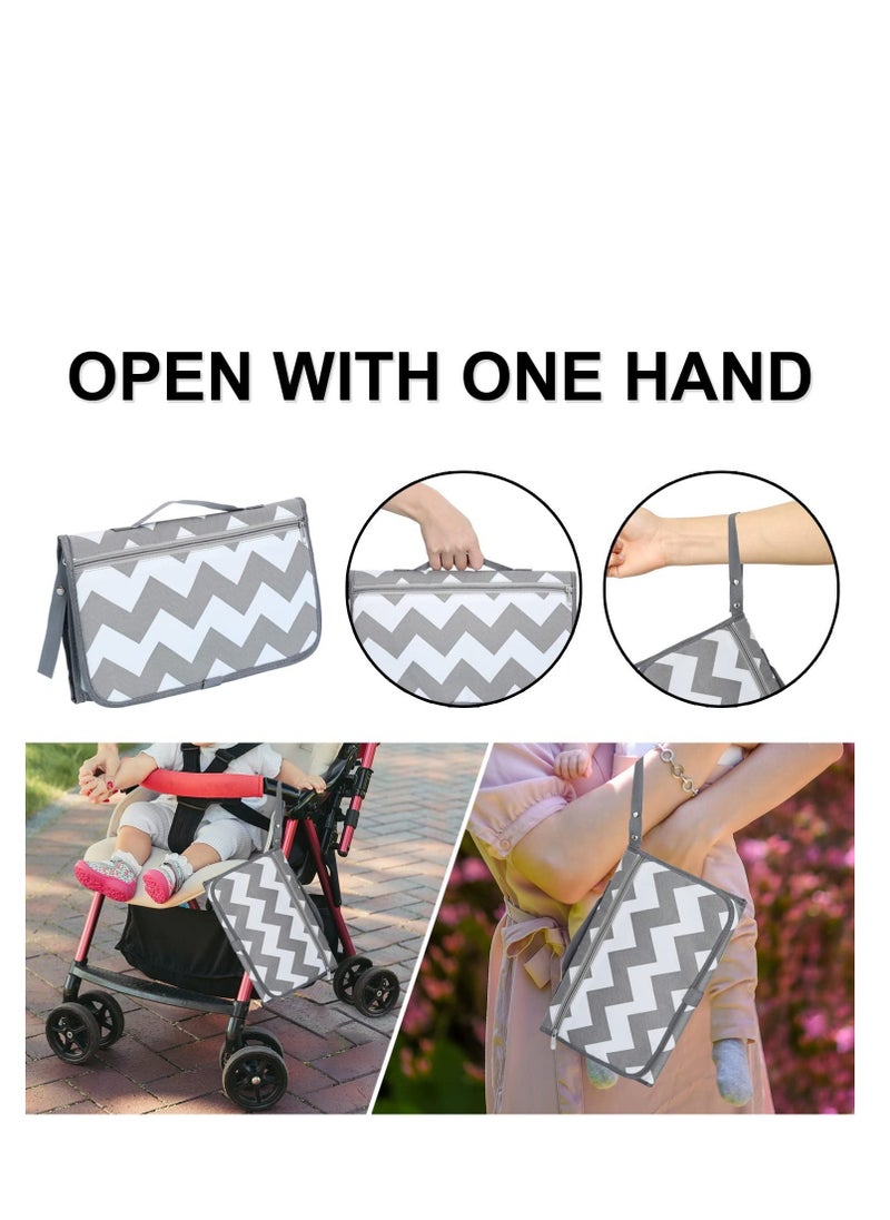 Baby Portable Diaper Changing Pad, Baby Changing Pad & Diaper Changer Travel Bag, Smart Design Baby Changing Mat, Waterproof Travel Diaper Changing Kit, Gifts for Baby Shower (Grey Wave)  - Image 5